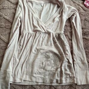 Hollister Easy Long-Sleeve Floral Pattern Babydoll Top